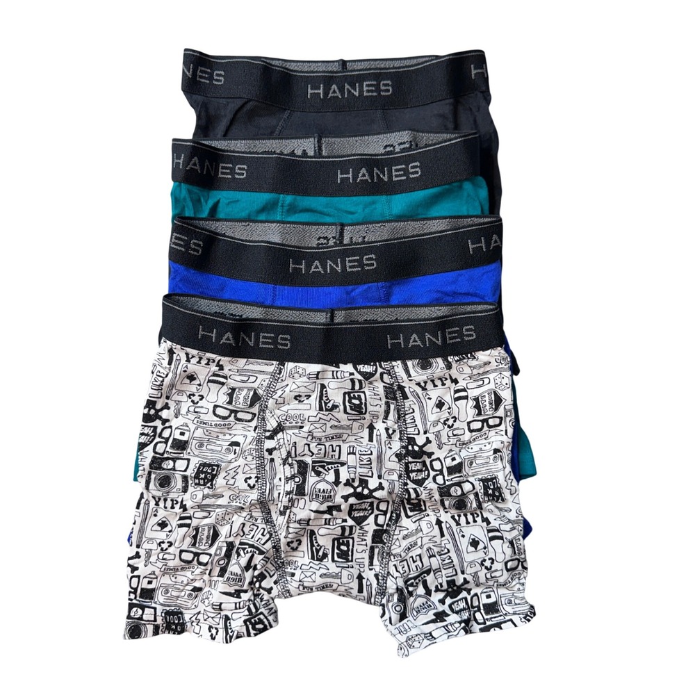 Hanes Boxer Briefs Boys Medium Multicolor 4-Pack Cotton Tagless Comfort Flex